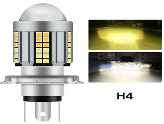 Foco delantero H4 led granada 5 caras blanco/ amarrillo